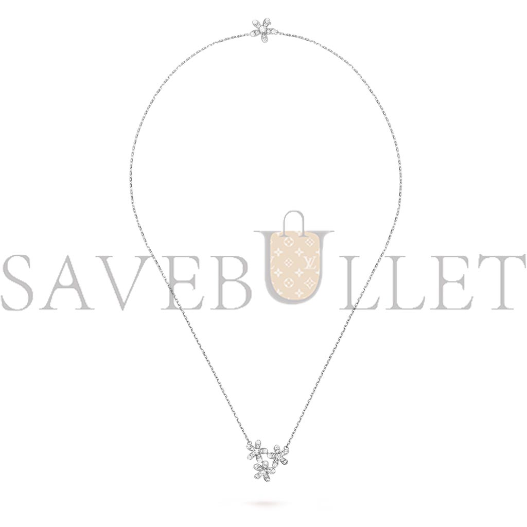 VAN CLEEF ARPELS SOCRATE PENDANT, 3 FLOWERS - WHITE GOLD, DIAMOND  VCARB14900